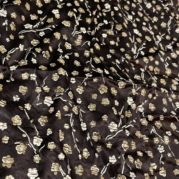 Handmade satin A-line skirt brown with flower & branch pattern 28” waist 24-146 - Picture 2 of 5